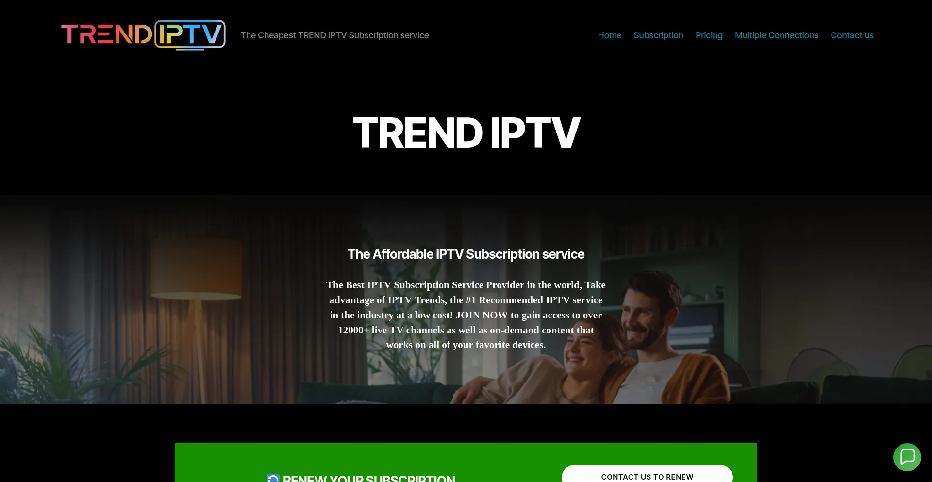 Website screenshot of Trendsiptv.com