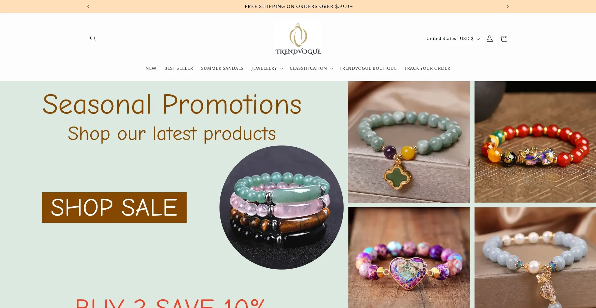 Website screenshot of Trendvogue.shop
