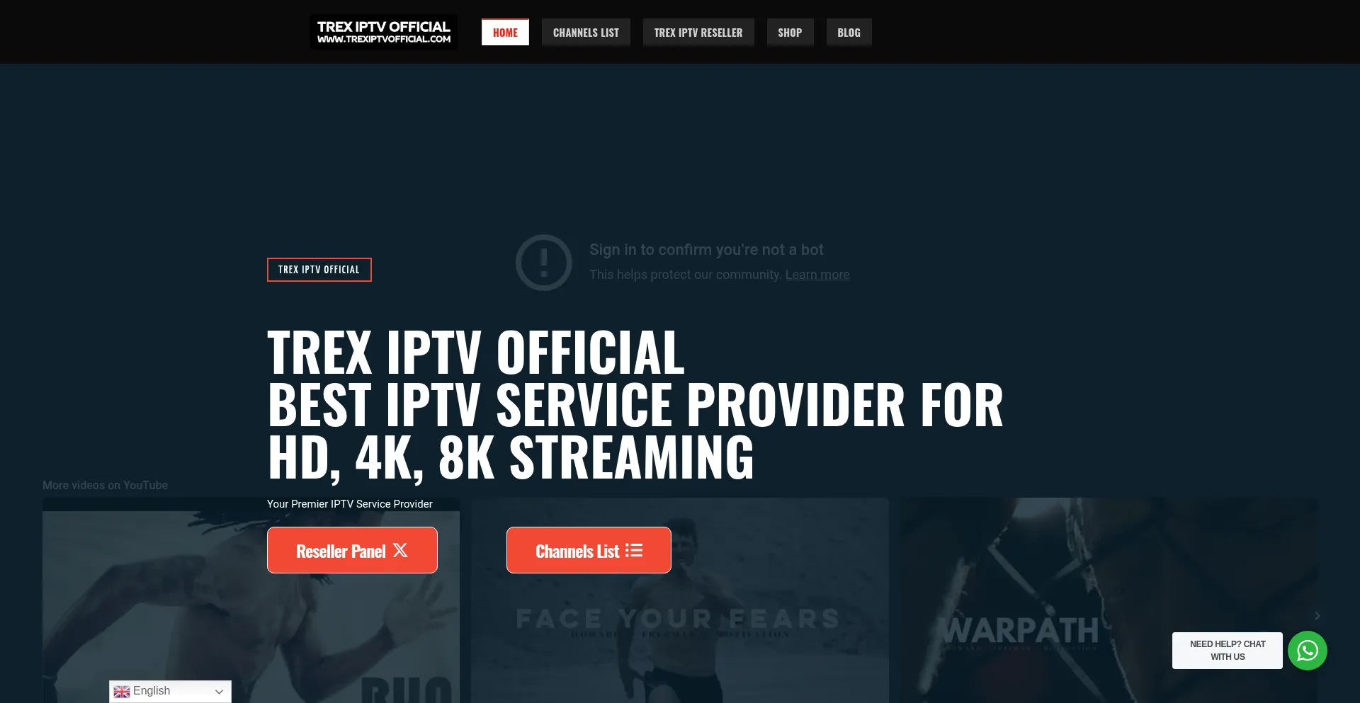 Website screenshot of Trexiptvofficial.com