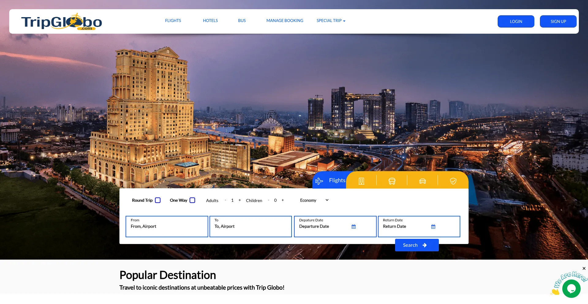 Website screenshot of Tripglobo.com
