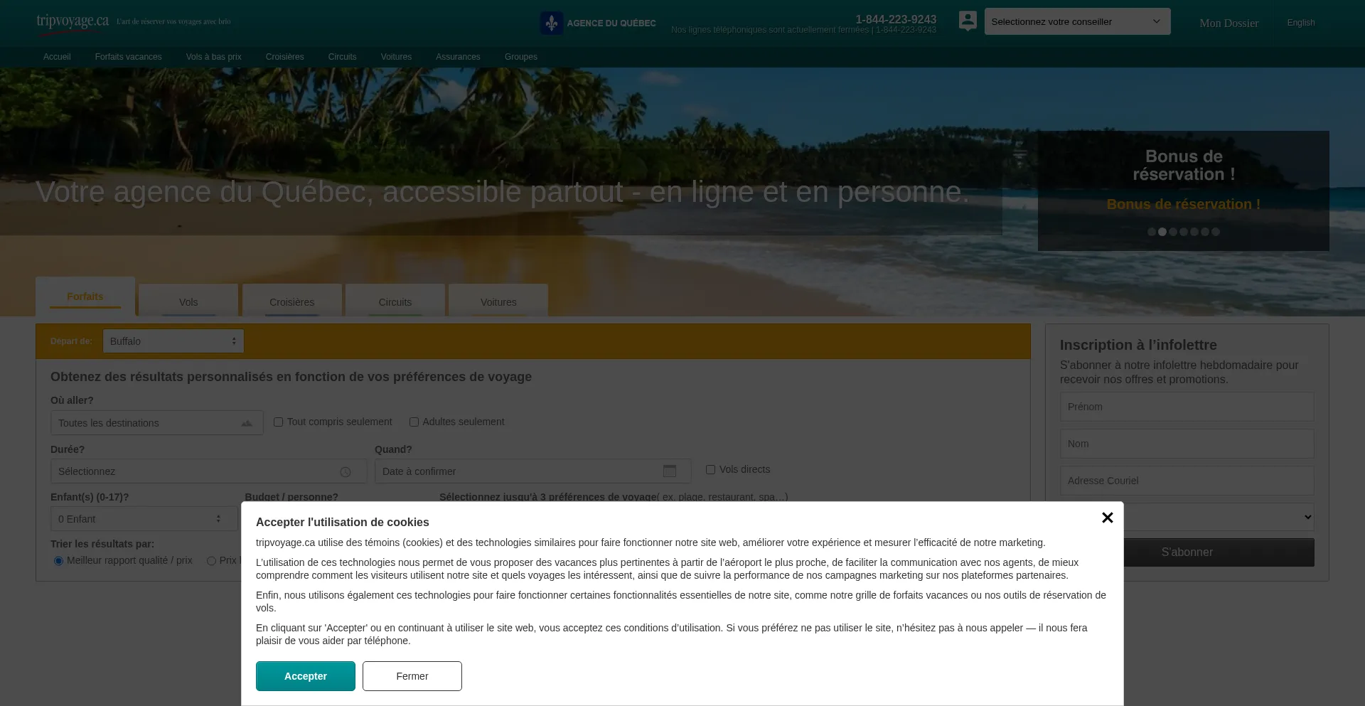 Tripvoyage.ca Screenshot