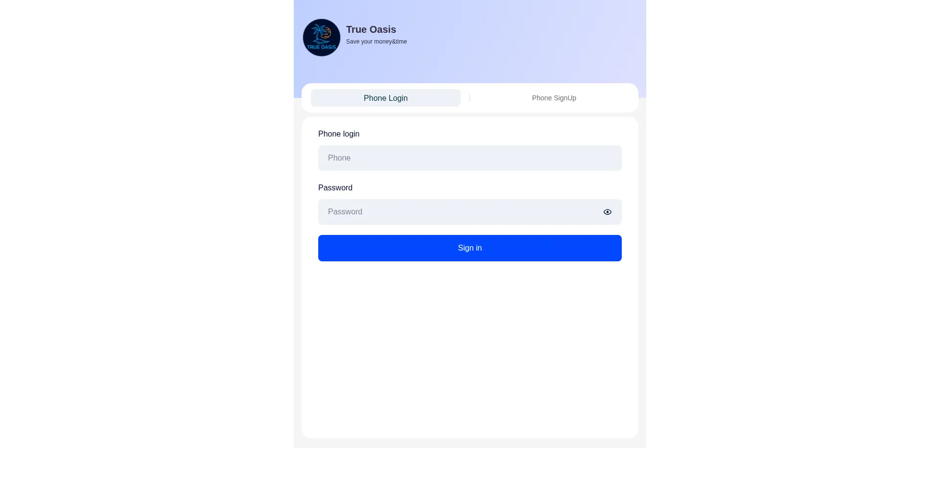 Website screenshot of Troasis.org