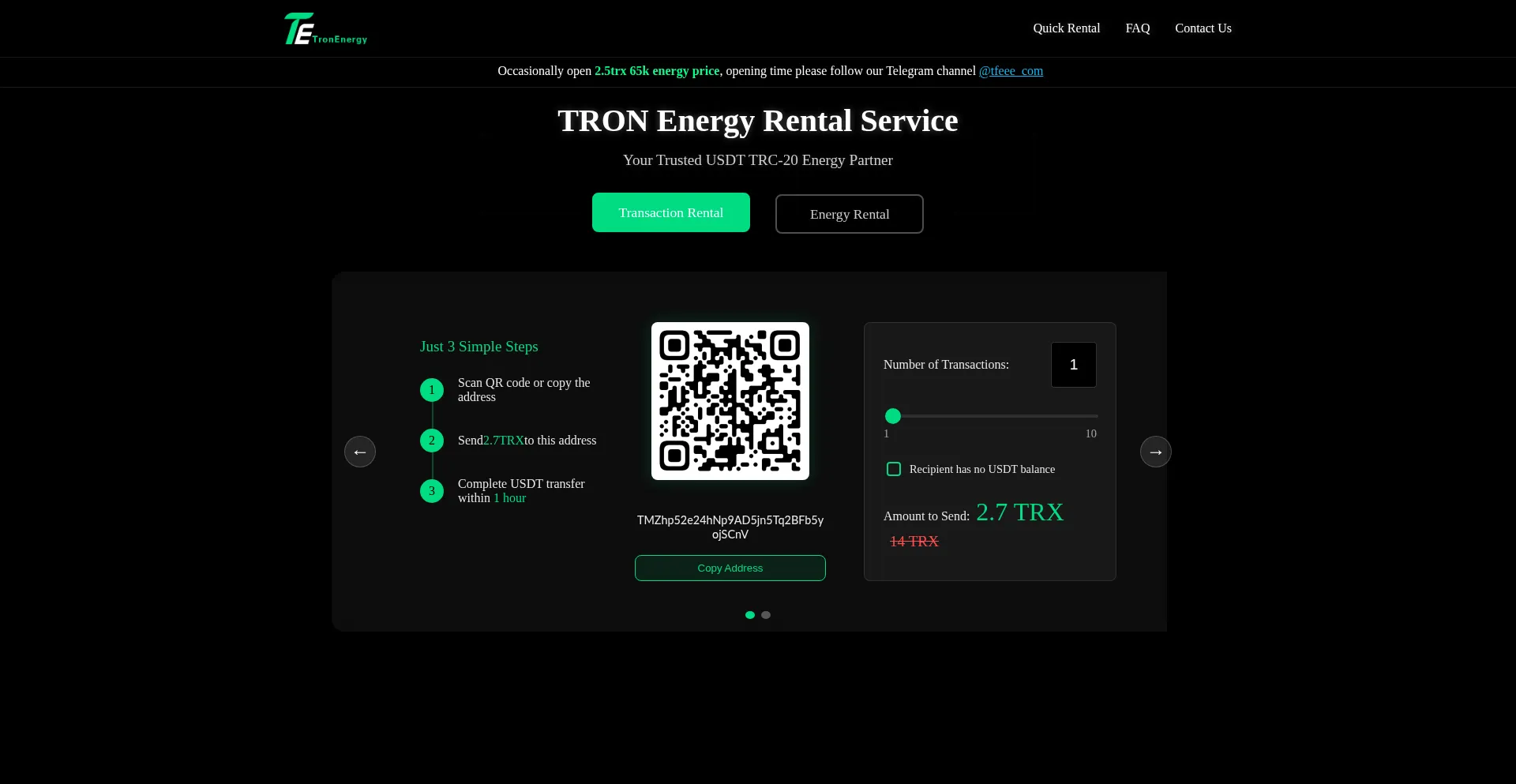 Website screenshot of Tronenergy.vip
