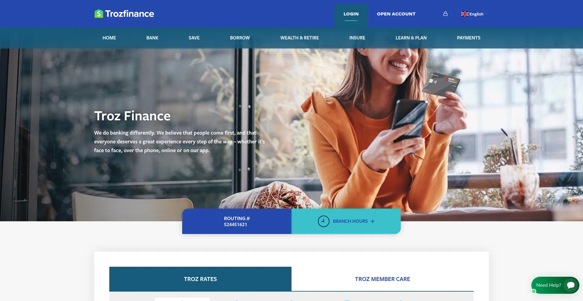 Website screenshot of Trozfinance.com