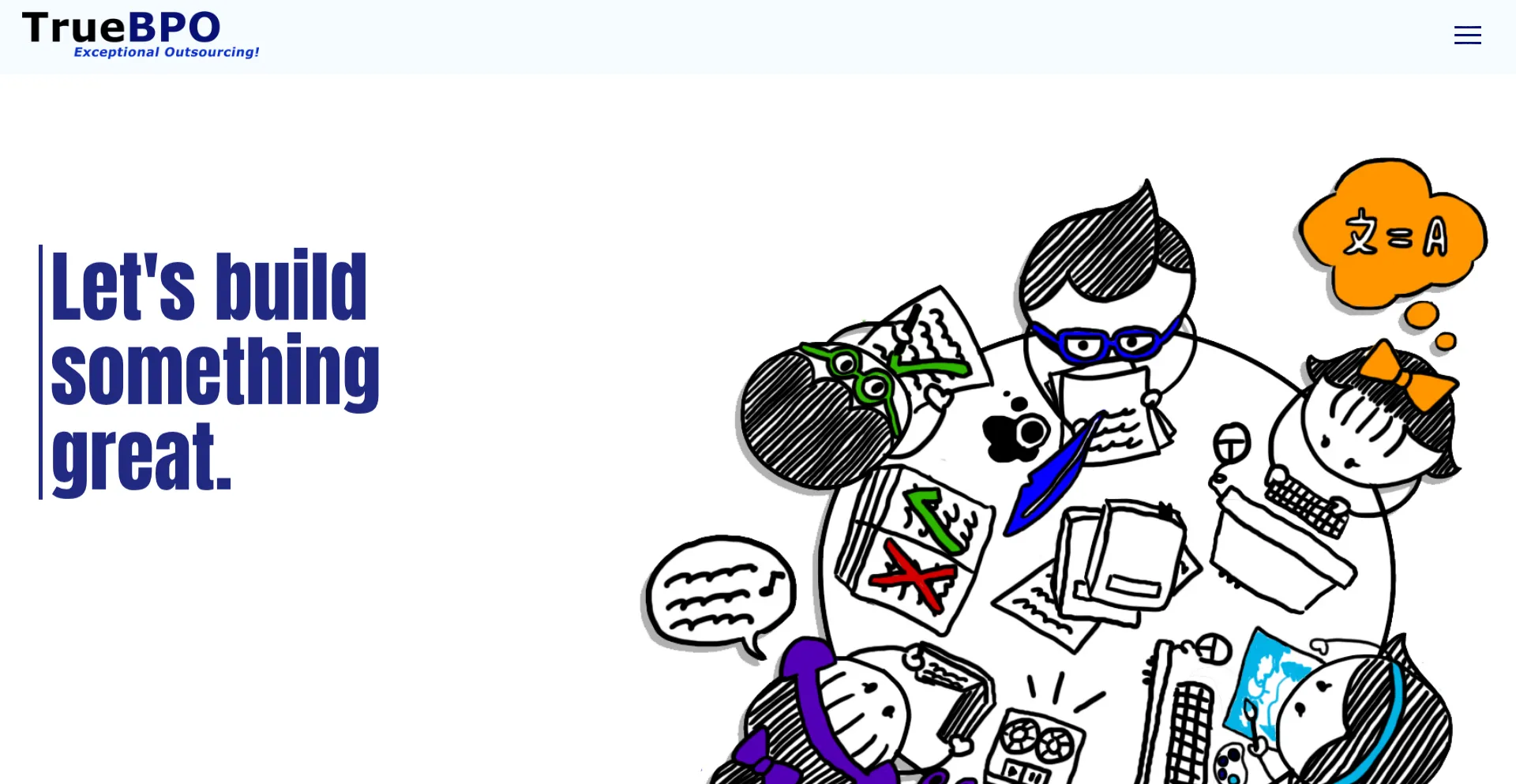 Website screenshot of Truebpo.com