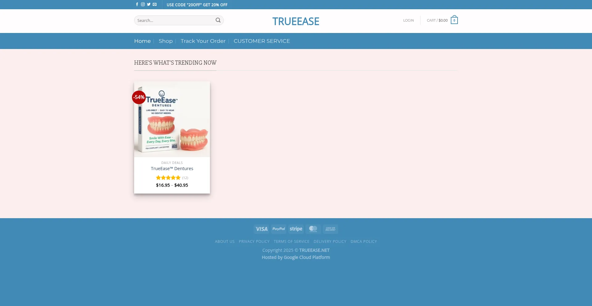Website screenshot of Trueease.net