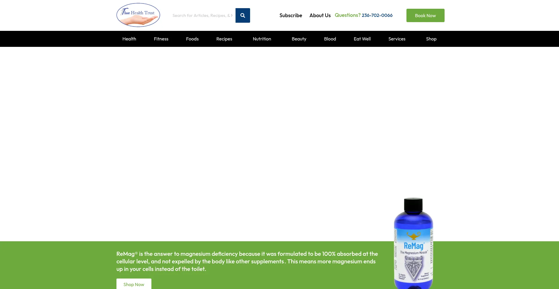 Website screenshot of Truehealthcanada.ca