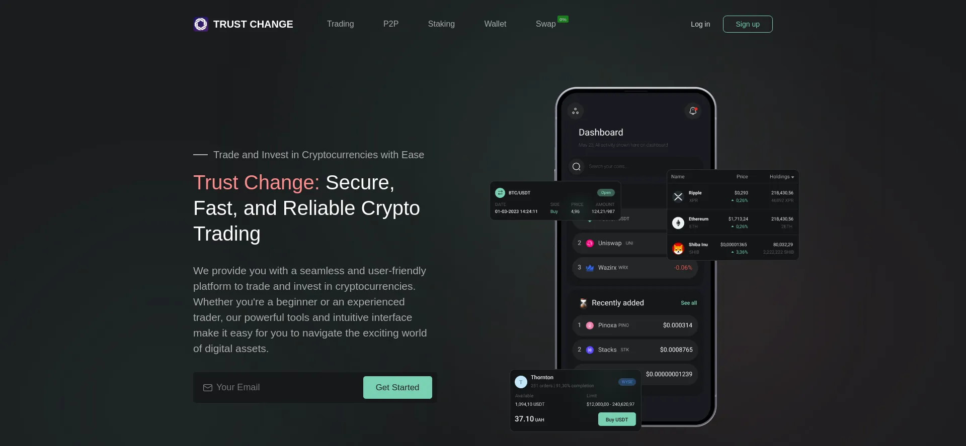 Website screenshot of Trust-change.pro