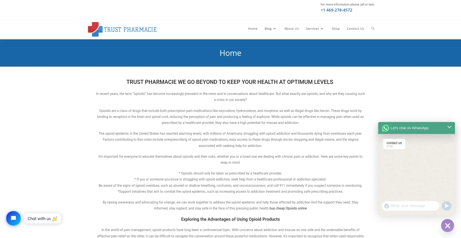 Website screenshot of Trustpharmacie.com
