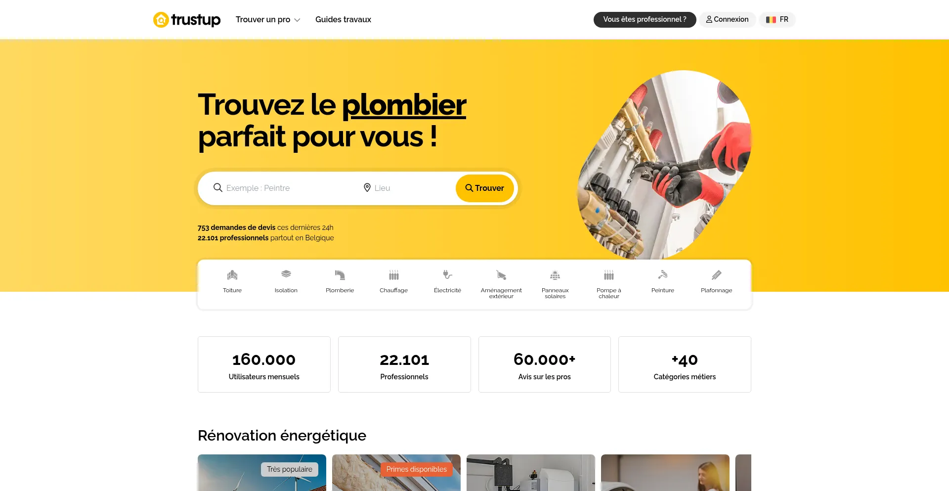 Website screenshot of Trustup.be