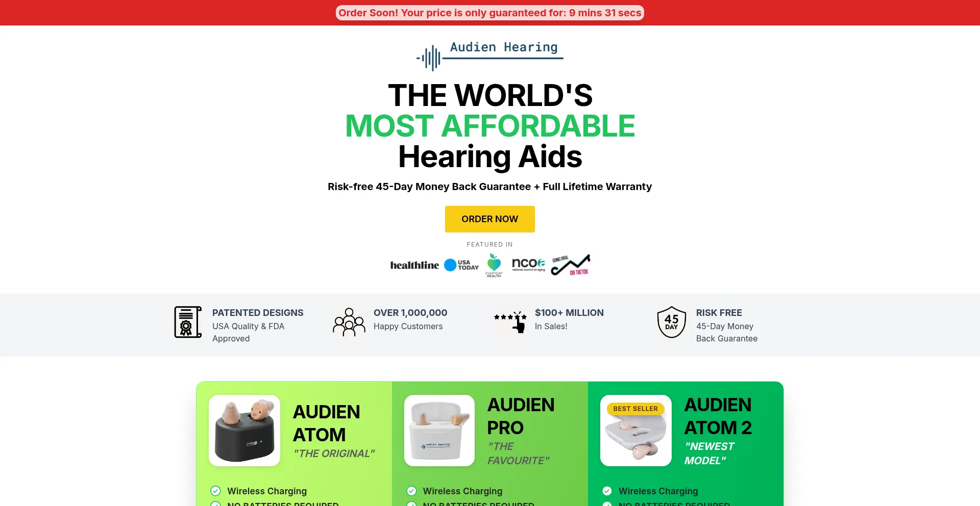 Website screenshot of Tryhearingaid.com