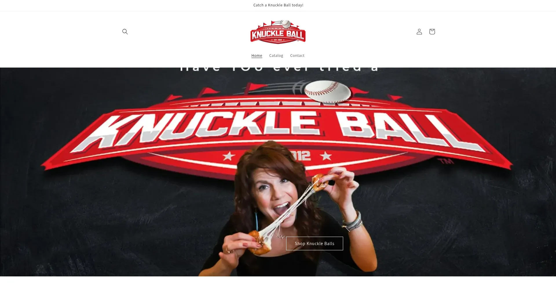 Website screenshot of Tryknuckleballs.myshopify.com