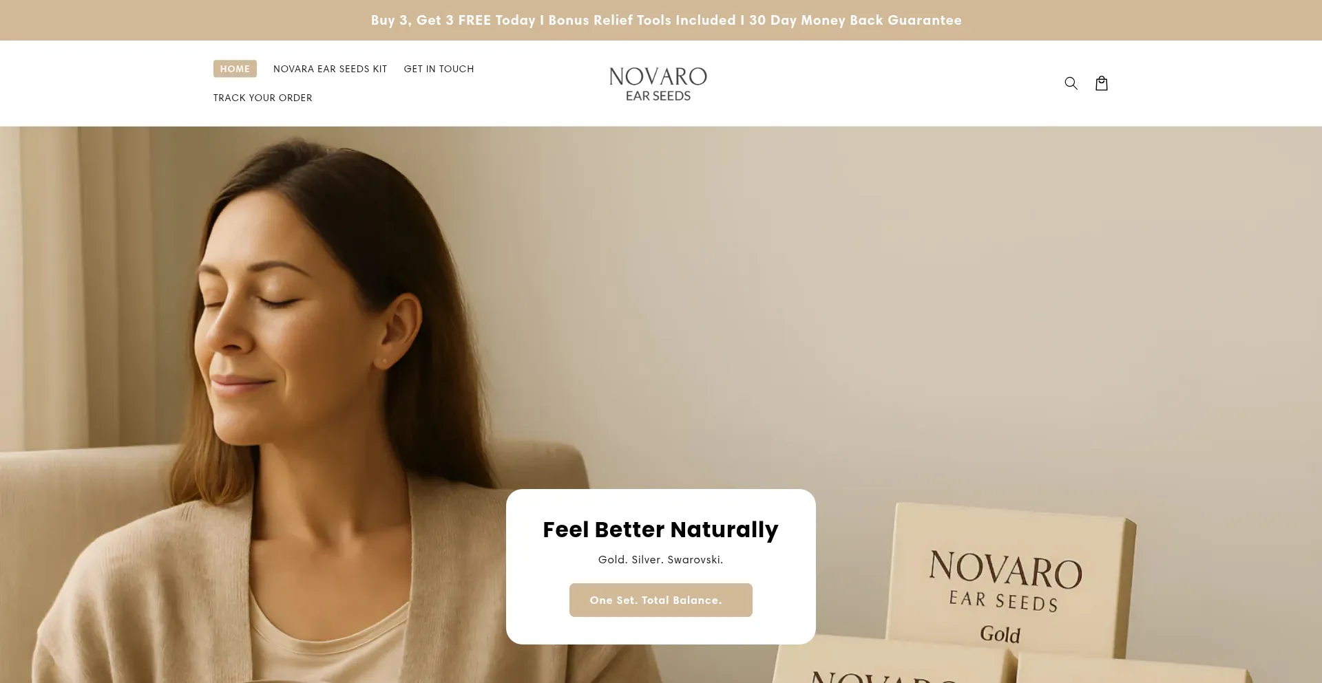 Website screenshot of Trynovaro.com