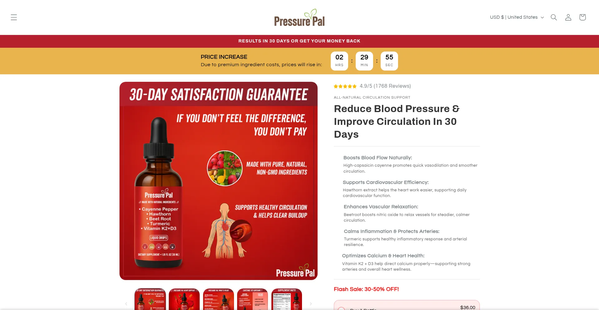 Website screenshot of Trypressurepal.com