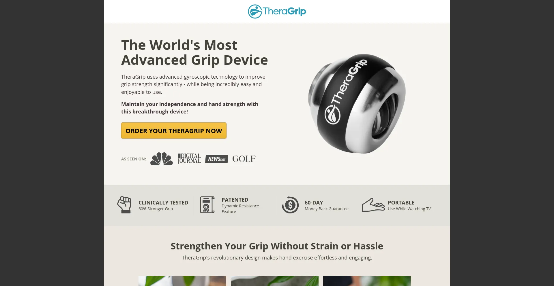 Website screenshot of Trytheragrip.com