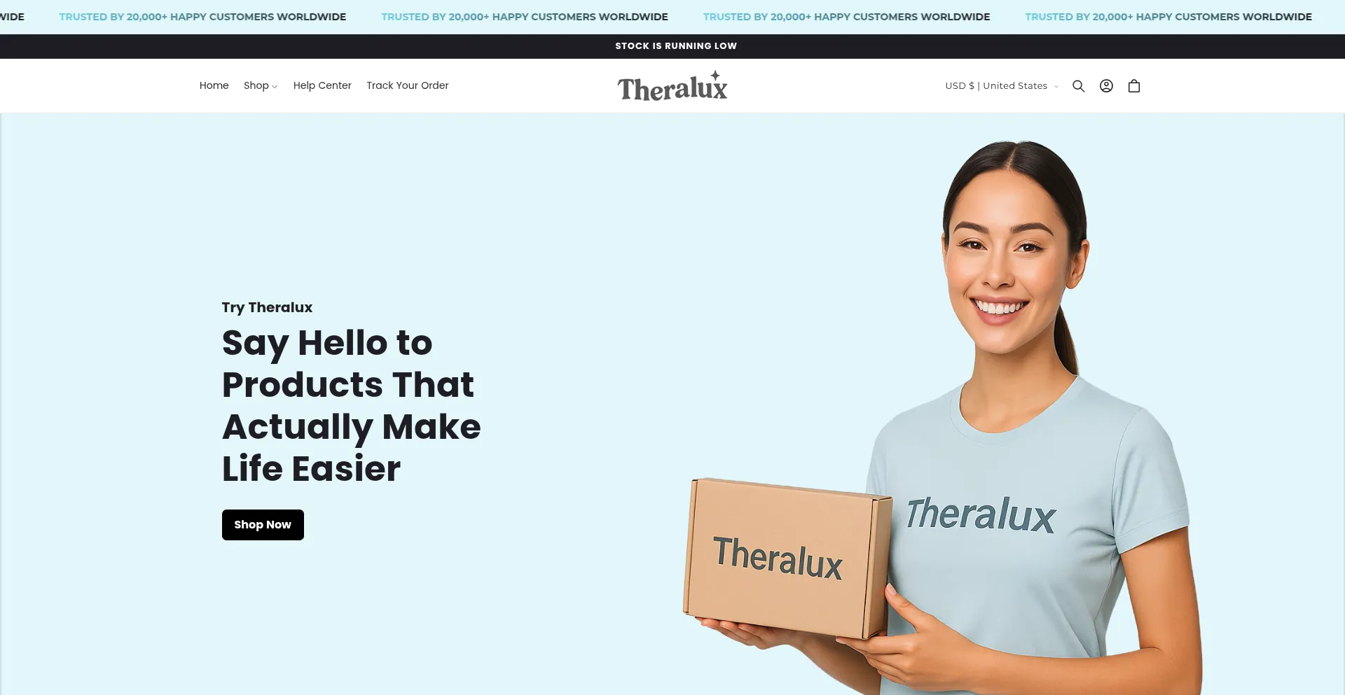 Website screenshot of Trytheralux.com