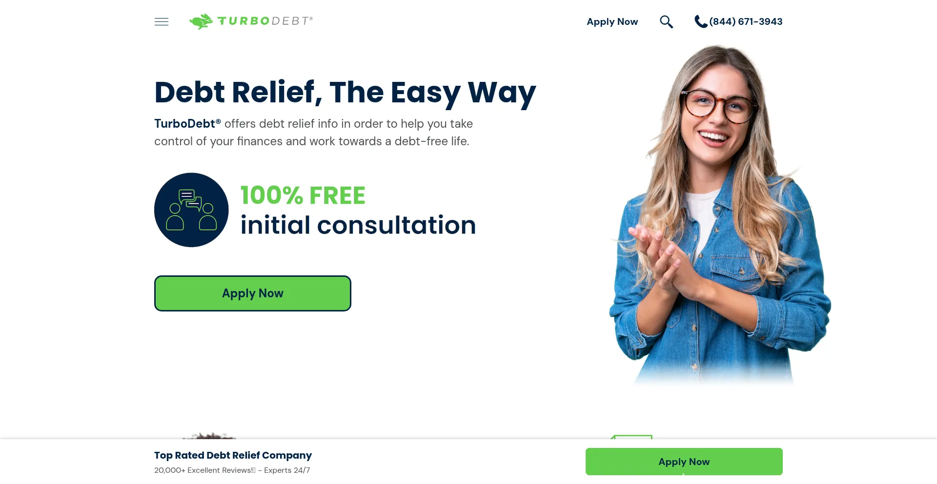 Website screenshot of Turbodebtrelief.com