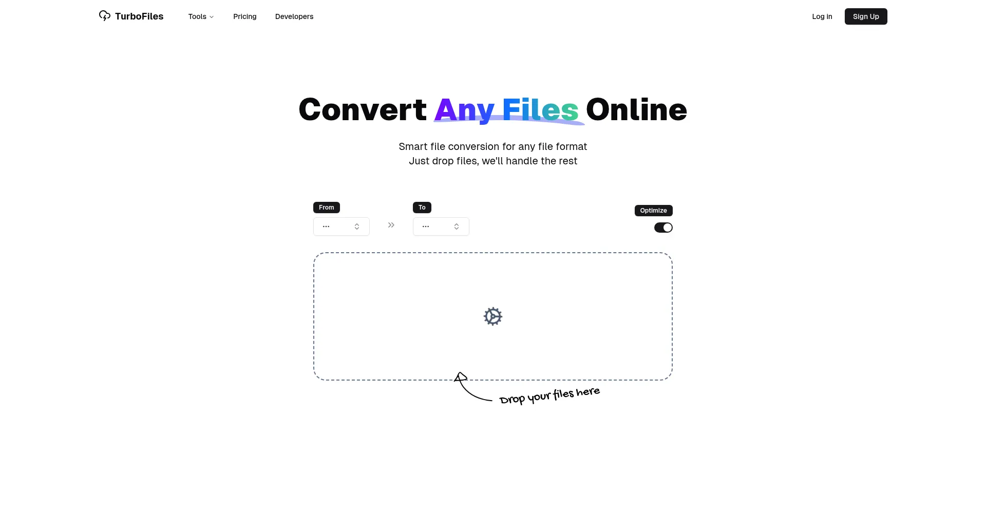Website screenshot of Turbofiles.io