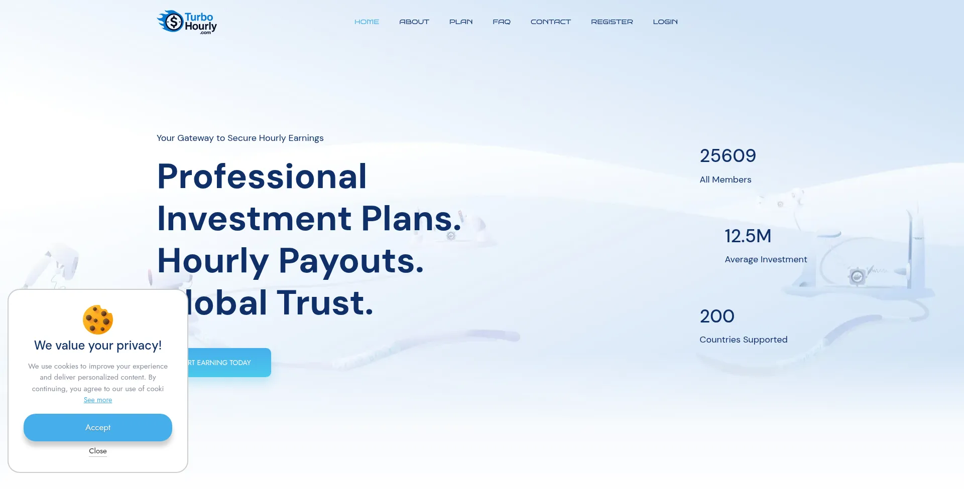 Website screenshot of Turbohourly.com