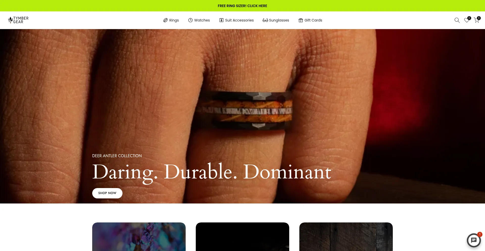 Website screenshot of Tymbergear.com