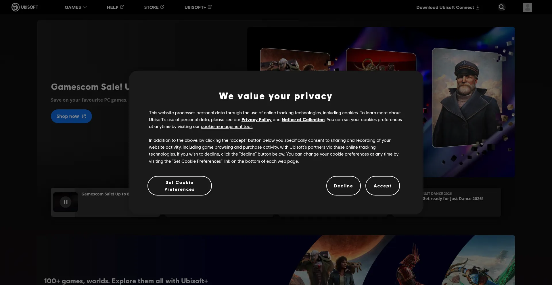Website screenshot of Ubisoft.com