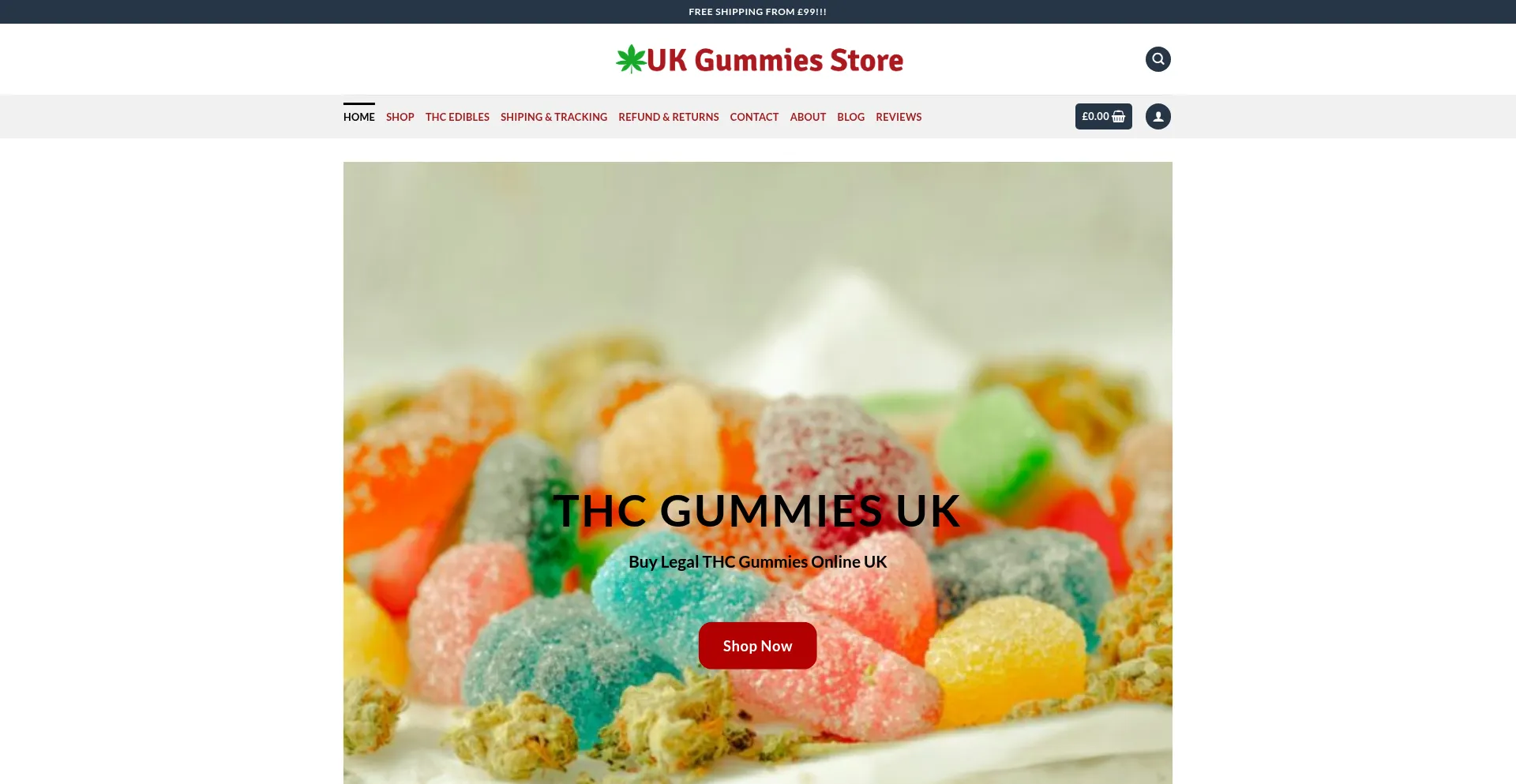 Website screenshot of Ukgummiesstore.com