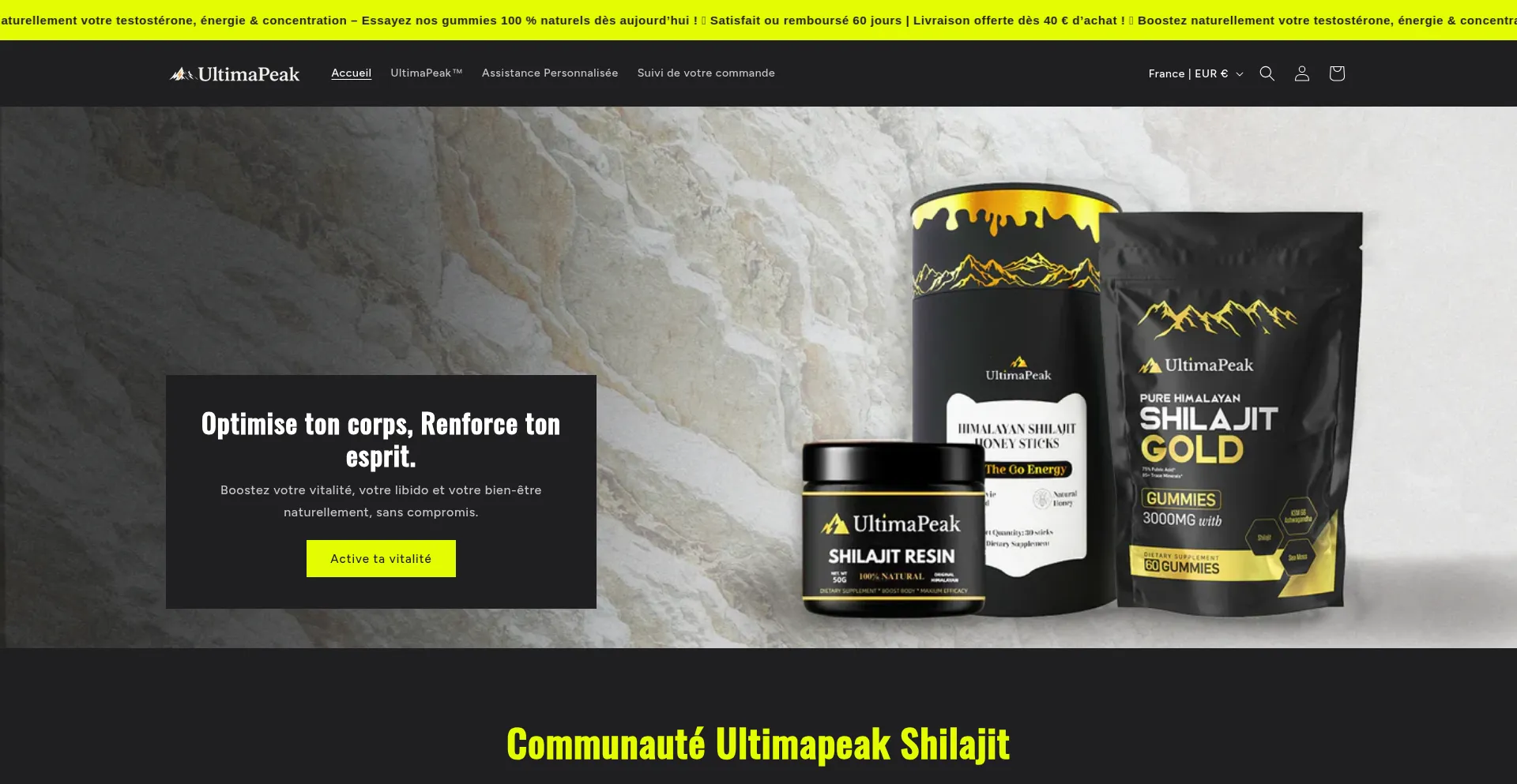 Website screenshot of Ultimapeak.fr