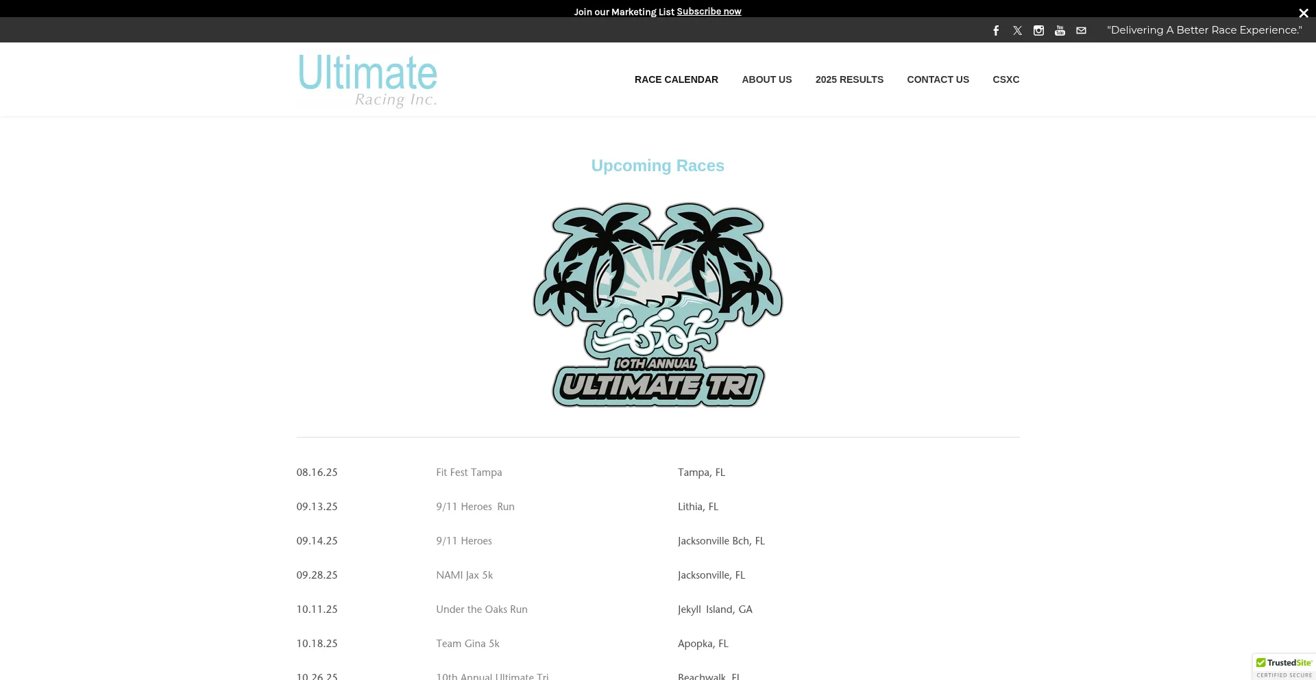 Website screenshot of Ultimateracinginc.com
