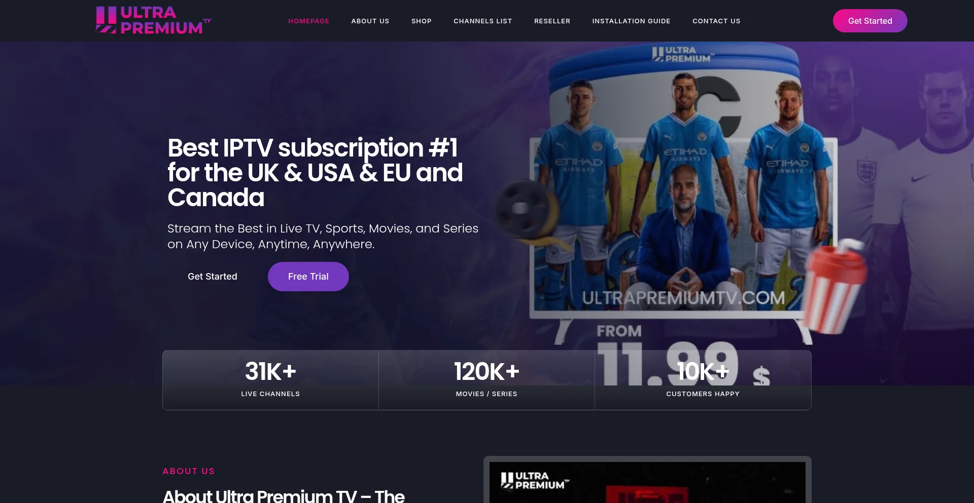 Website screenshot of Ultrapremiumtv.com