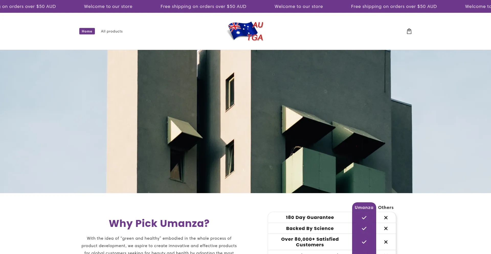 Website screenshot of Umanza.com