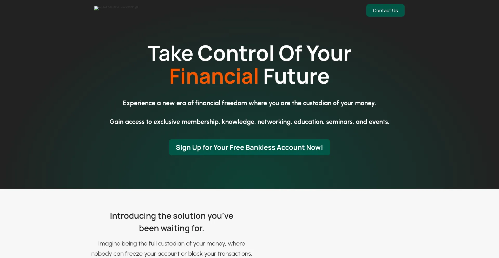Website screenshot of Unchainedsovereign.com