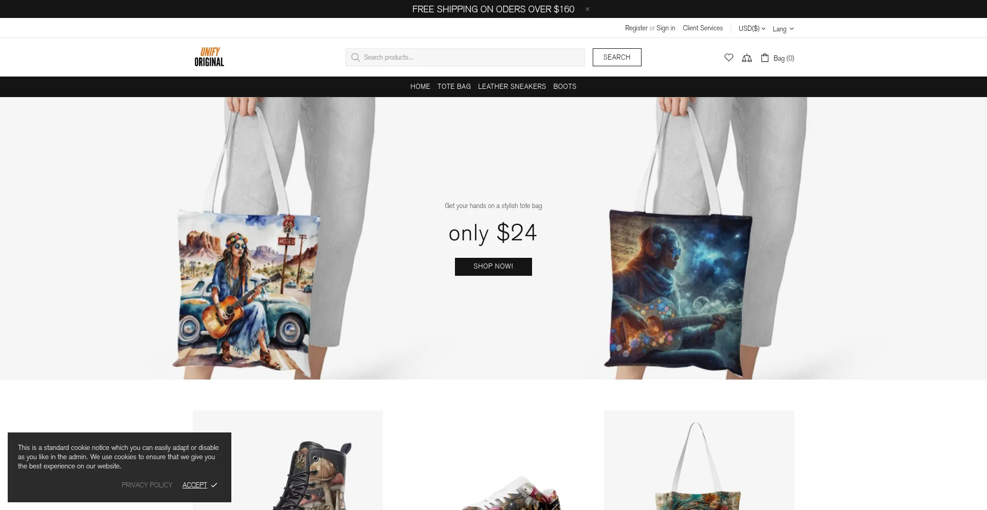 Website screenshot of Unifyoriginal.com