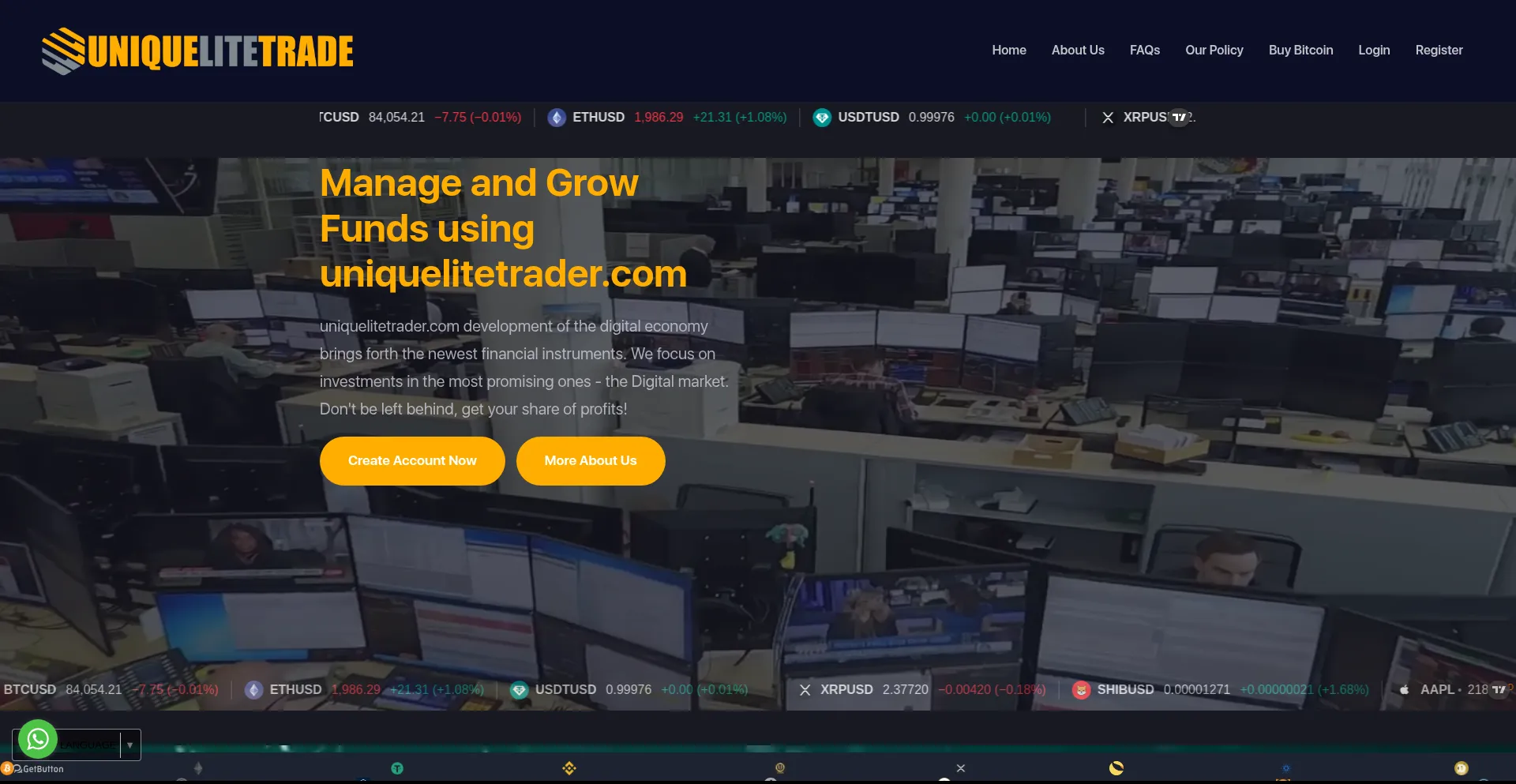 Website screenshot of Uniquelitetrader.com