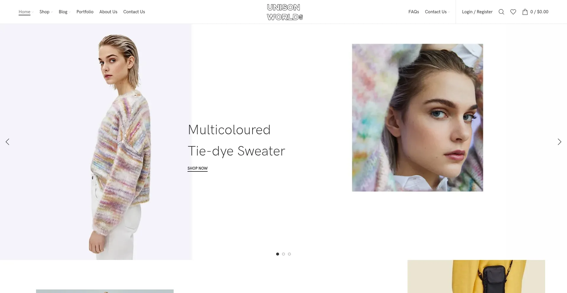 Website screenshot of Unisonworld.shop