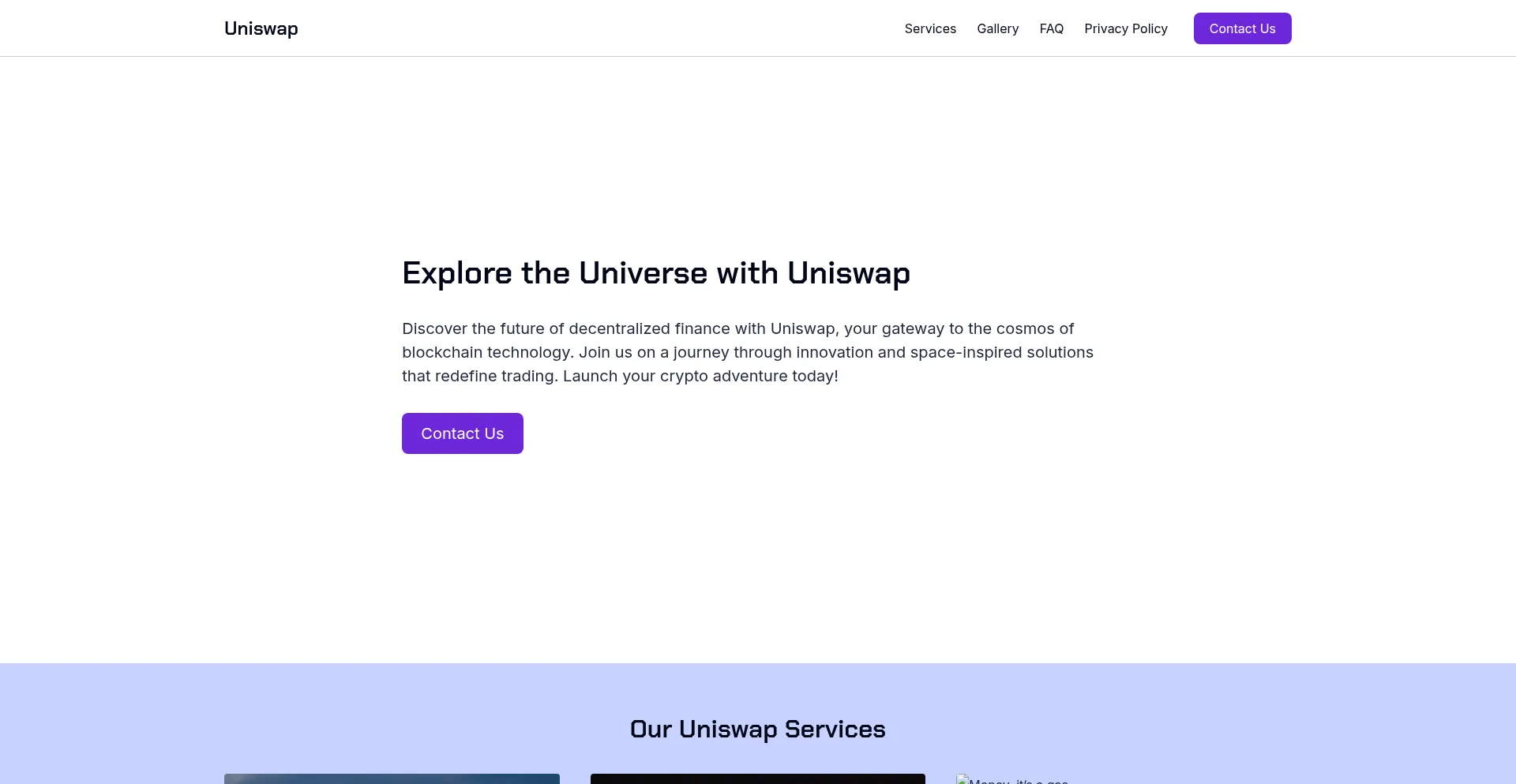 Website screenshot of Uniswapi.com