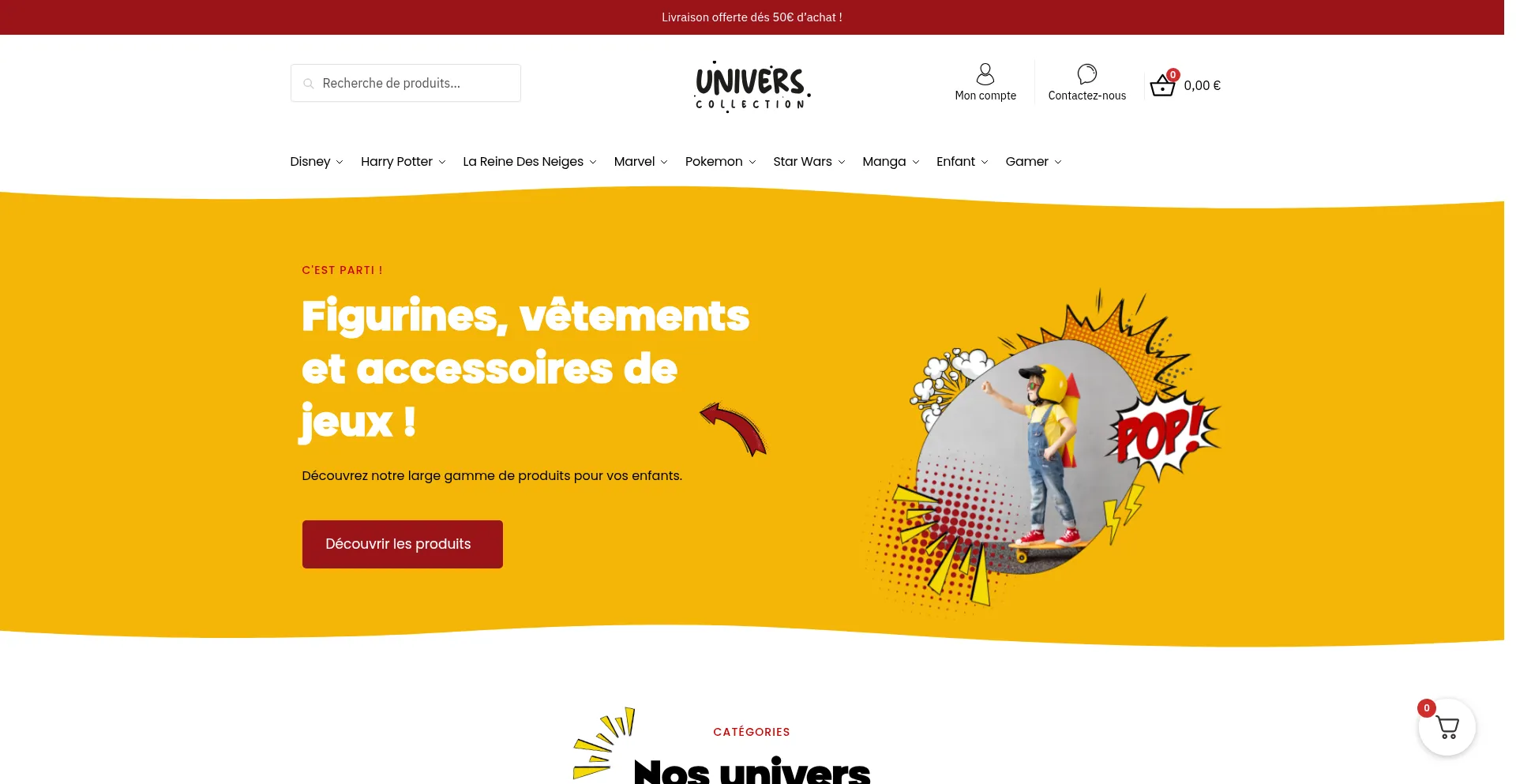 Website screenshot of Univers-collection.com