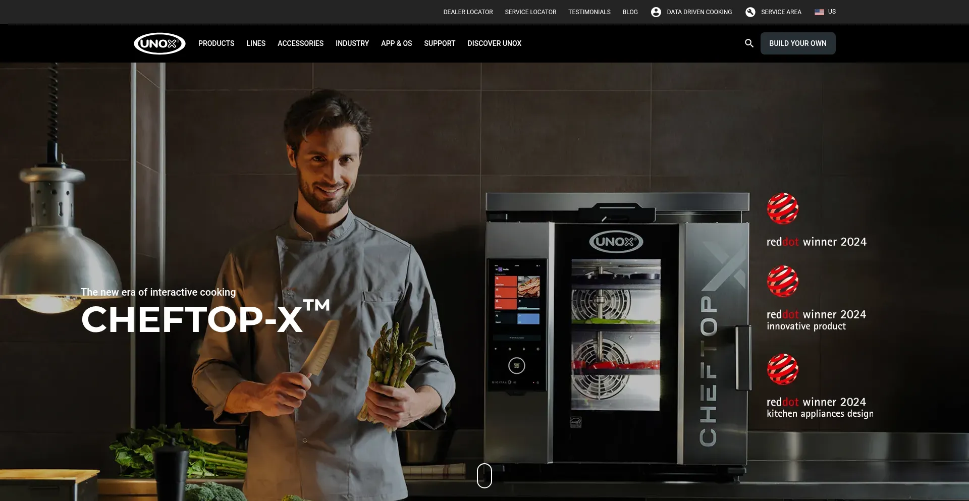 Website screenshot of Unox.com