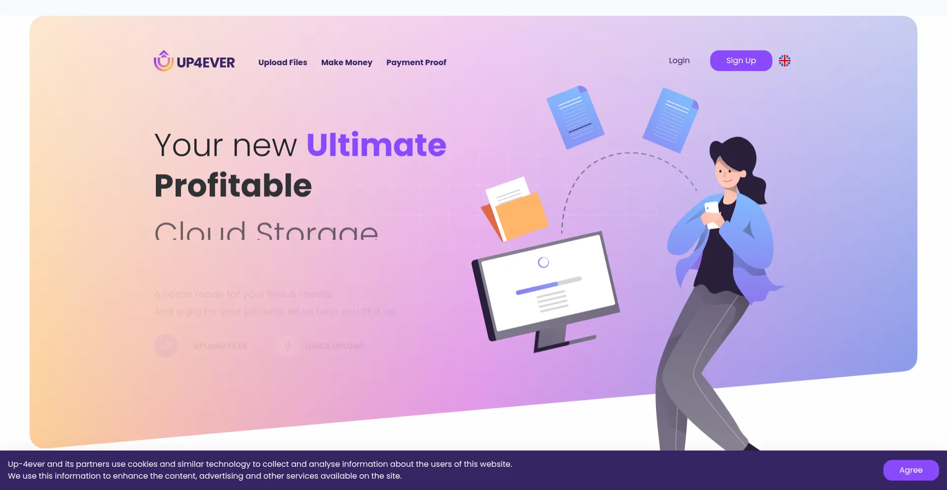 Website screenshot of Up-4ever.net