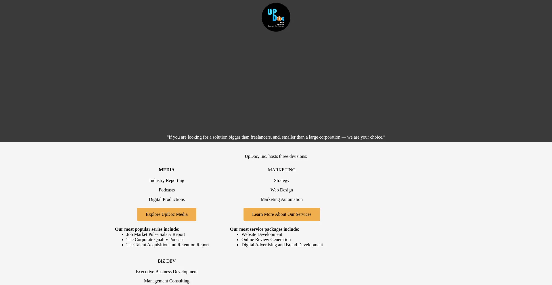 Website screenshot of Updoc.com