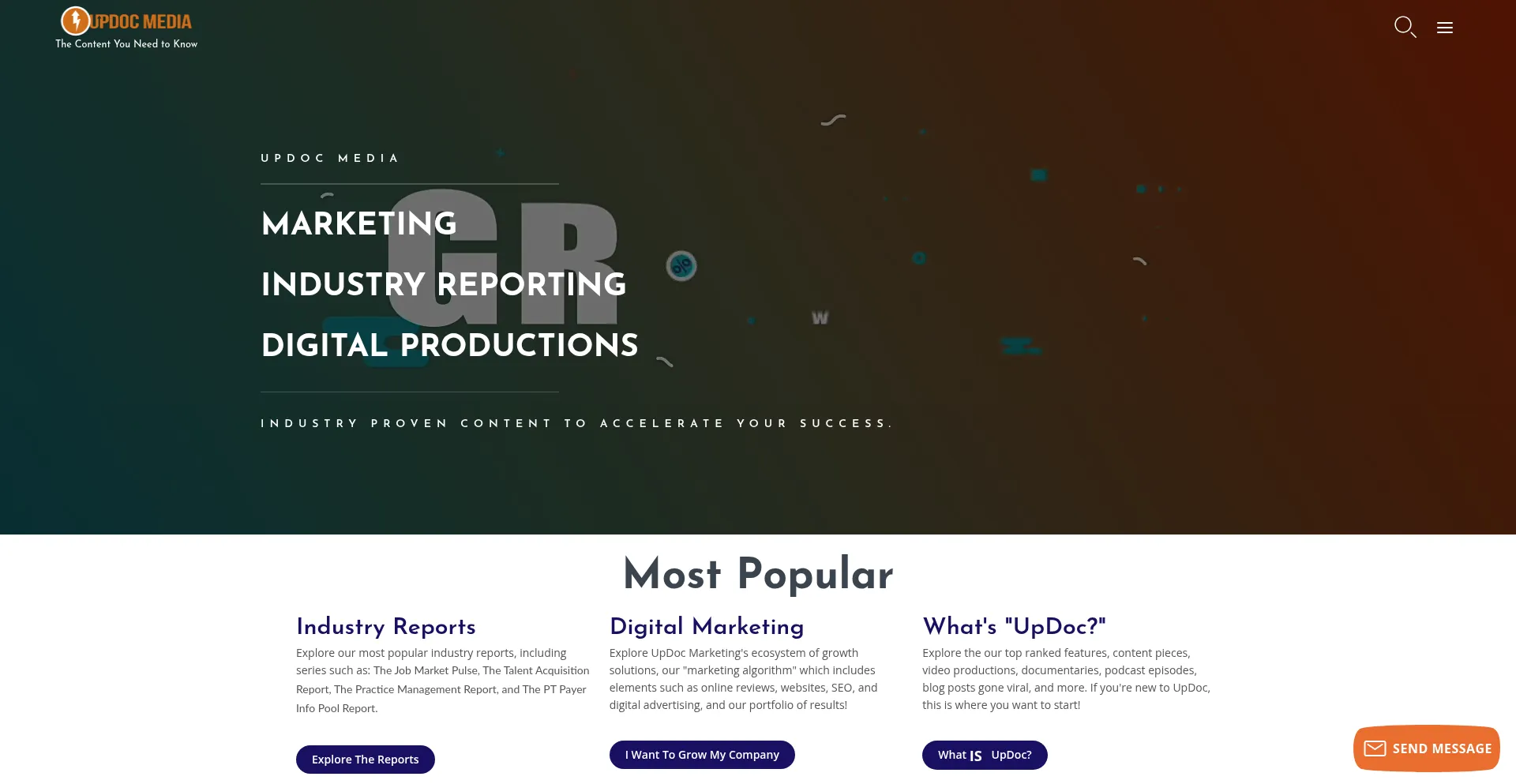 Website screenshot of Updocmedia.com