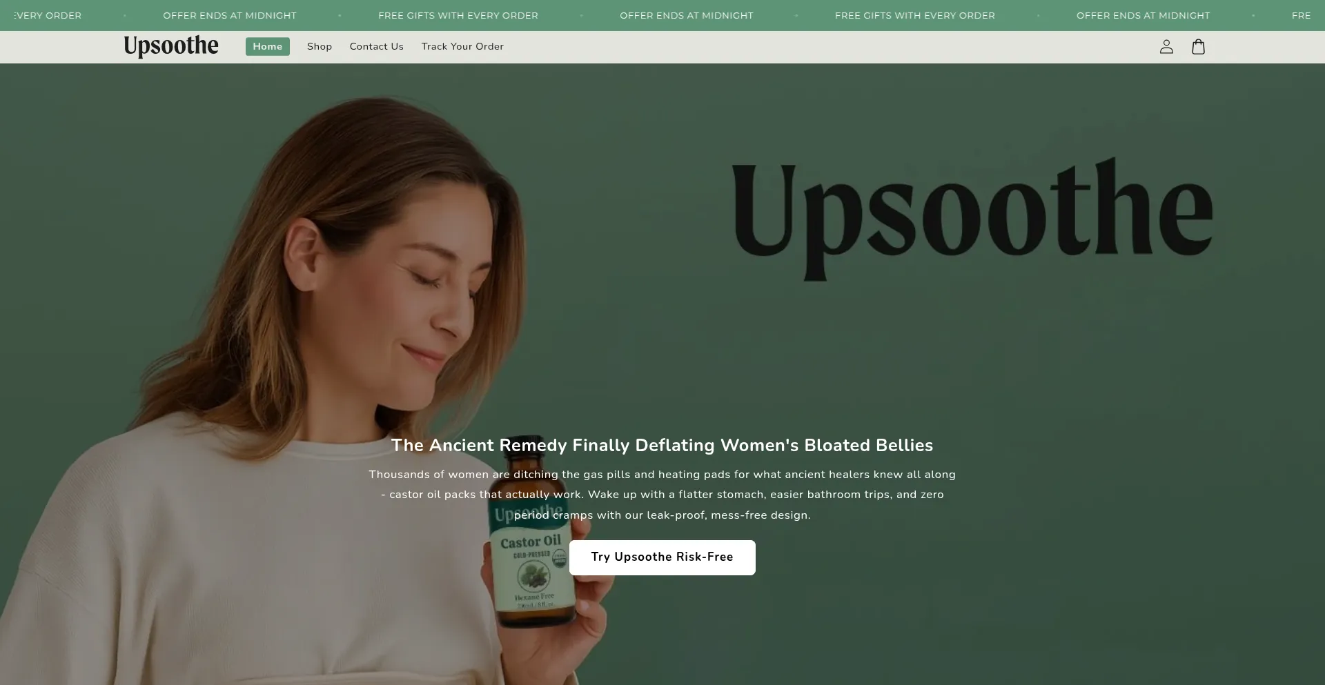 Website screenshot of Upsoothe.com