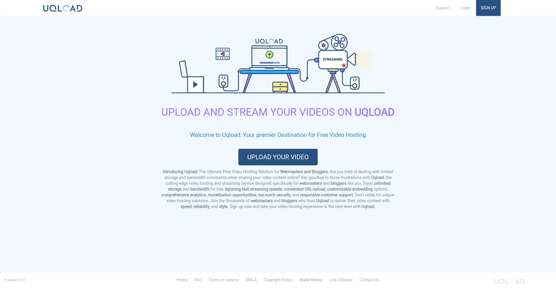 Website screenshot of Uqload.net