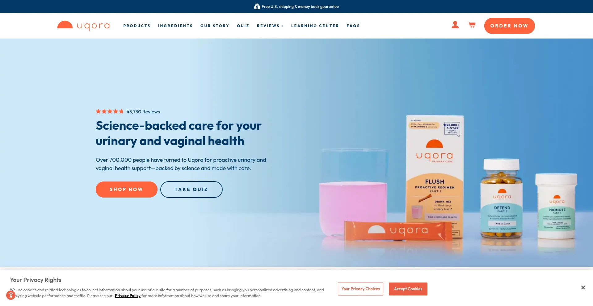 Website screenshot of Uquora.com