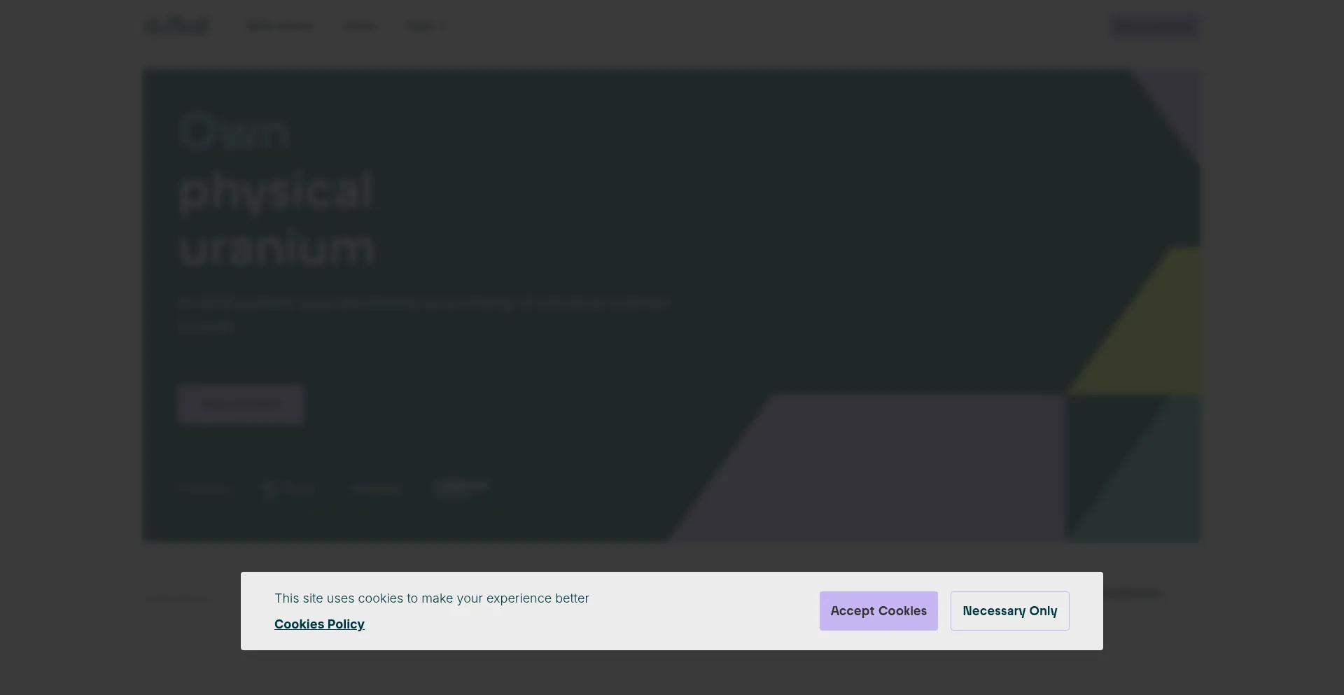 Website screenshot of Uranium.io