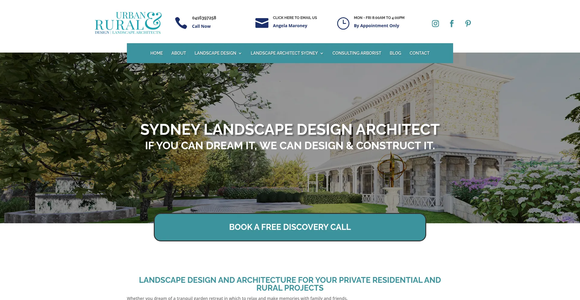 Website screenshot of Urbanandruraldesign.com.au