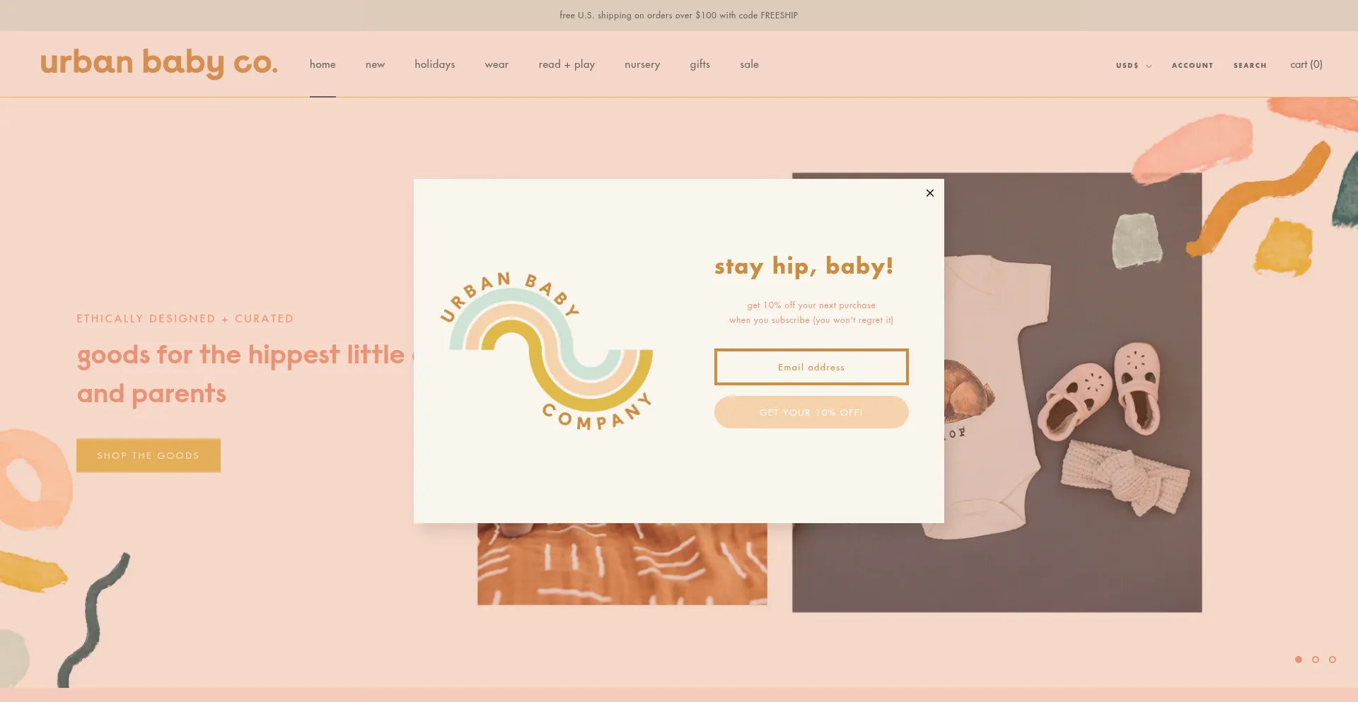 Website screenshot of Urbanbabyco.com