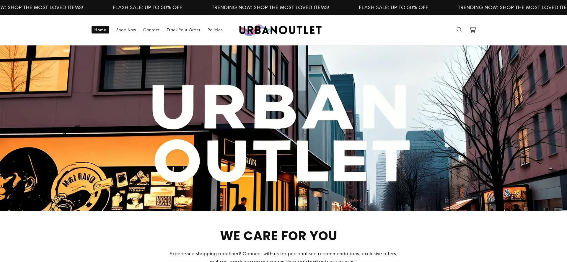 Website screenshot of Urbanoutletstores.com