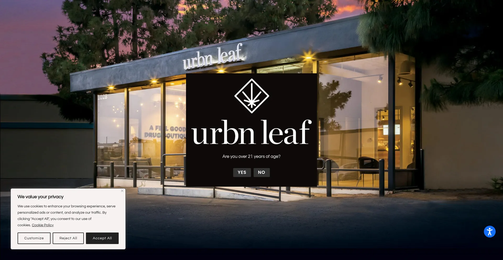 Website screenshot of Urbnleaf.com