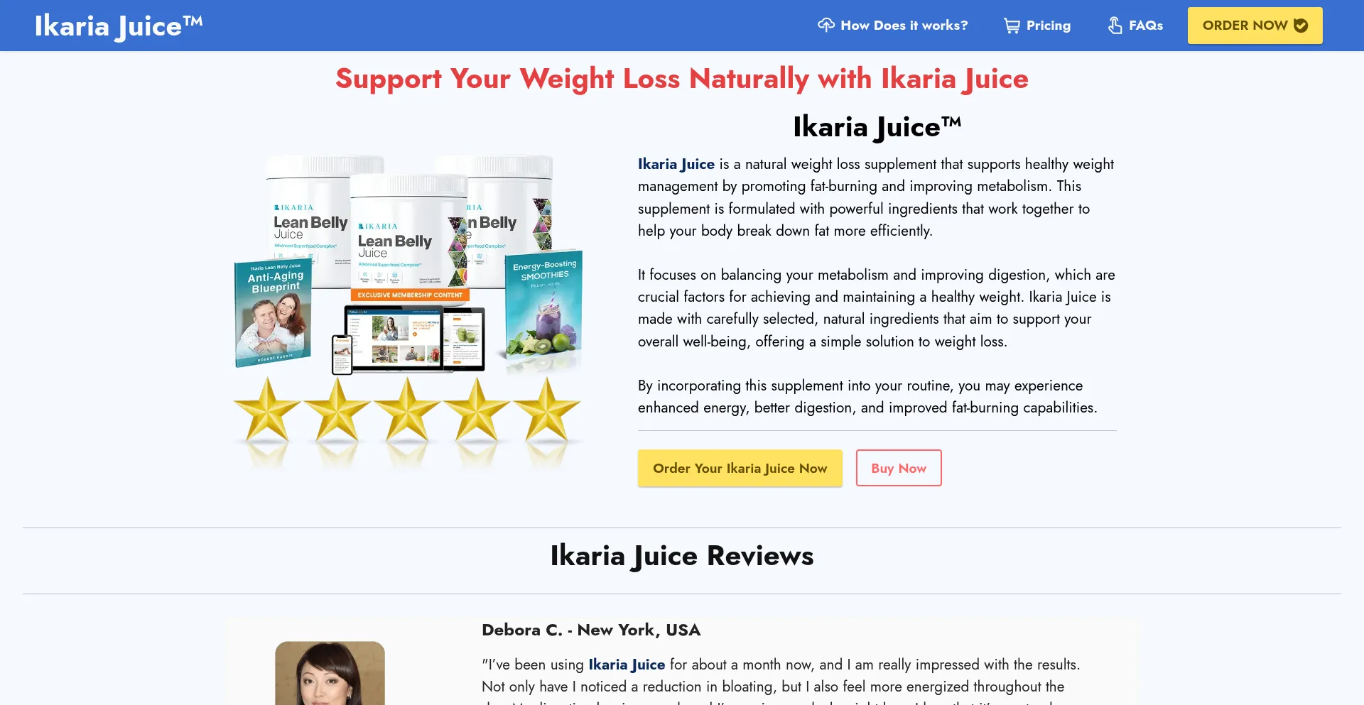 Website screenshot of Us-ikariajuice.com