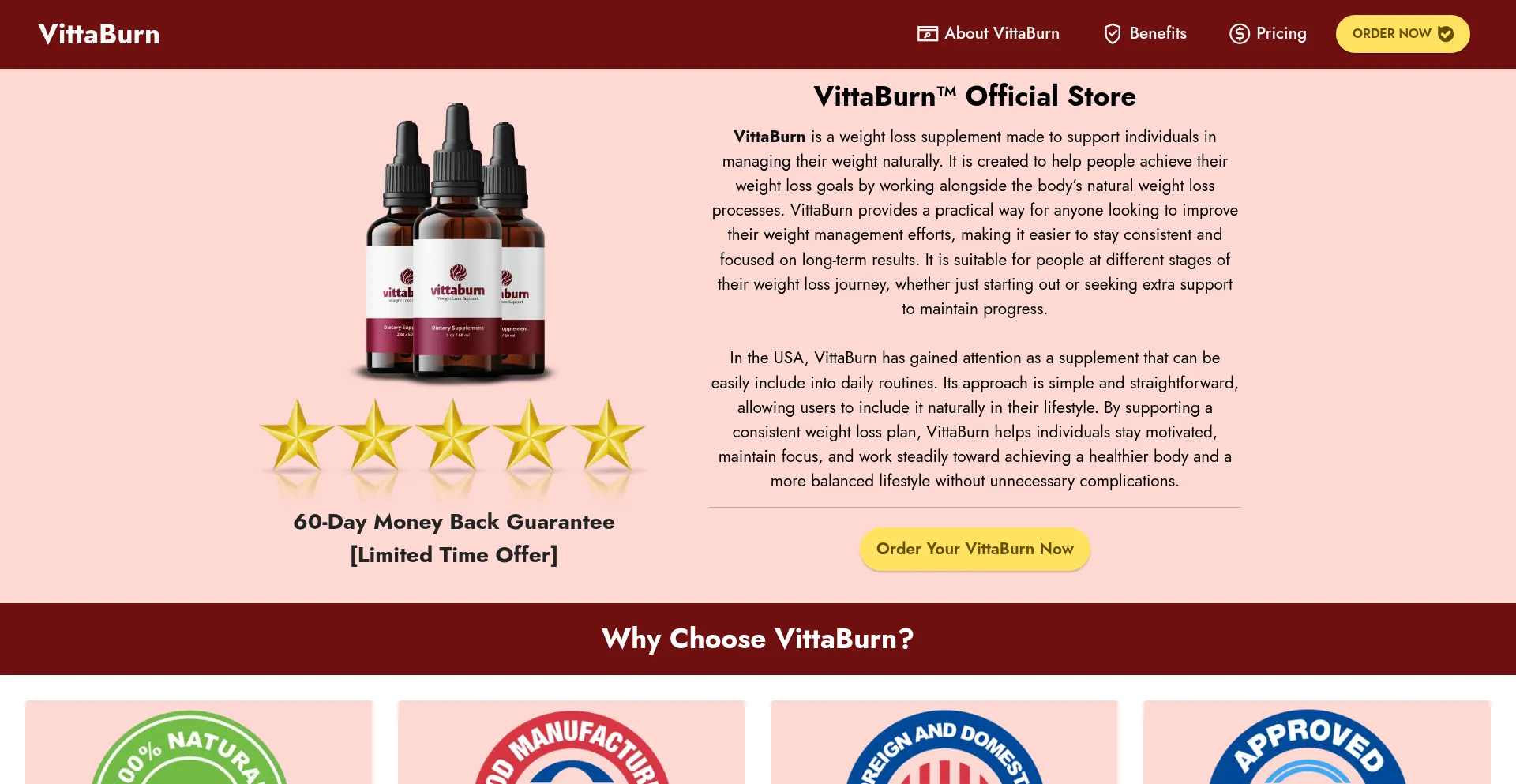 Website screenshot of Us-vittaburn.us